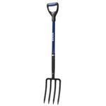 WIKER Pitchfork,Pitchforks for Gardening Digging Composting Spading,4Tines Garden Fork witn Fiberglass Handle,43 Inches