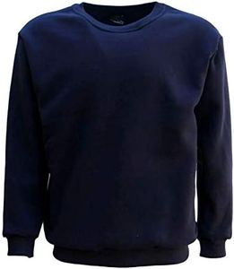 Zmart Australia New Adult Unisex Plain Pullover Fleece Jumper Mens Long Sleeve Crew Neck Sweater, Navy, M