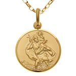 Alexander Castle Mens Solid 9ct Gold St Christopher Pendant Necklace - 22mm - with 24" 9ct Gold Chain & Jewellery Gift Box