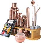 TOP G Cocktail Shaker Set 23+1pcs Cocktail Making Set 750ml Stainless Steel Bartender Kit with Display Stand Essential Bar Accessory Tools - Shaker Jigger Strainer Muddler Liquor Pourers - RoseGold