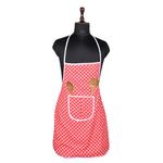 Kuber Industries Kitchen Apron | Cooking Apron for Men | Kitchen Dress for Women | Apron for Chef | Apron for Restaurant | Waterproof Apron | Front Pocket Cooking Cloth | Dot | Red