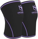 Knee Sleeves 7mm (1 Pair) - High Performance Knee Sleeve Support For Weight Lifting, Cross Training & Powerlifting - Best Knee Wraps & Straps Compression - For Men and Women (Black/Purple, Medium)