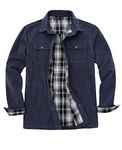 Shirt Jacket Men Flannel Lined Cotton Lightweight Jacket Ripstop Canvas Twill Fall Work Trucker Jackets Navy M