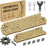 CILOYU 420 Gold Chain for Coleman Mini Bike CT200U CT200U-EX BT200X Baja Warrior Massimo MB200 MB165 Predator 212 196cc 200cc 6.5hp Engine Powersports Parts with 42 and 90 Links 420 Sprocket 10T