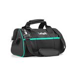 Litheli Tough Tool Bag 16-inch, Close Top, Wide Mouth, Ample Storage, w/Adjustable Shoulder Strap & 14 Pockets, Black