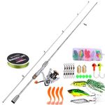 Sougayilang Fishing Rod Reel Combo, Two Pieces IM6 Graphite Blank Spinning Rods with SuperPolymer Handle- Spinning 6'0" with 2000 Reel Full Kit