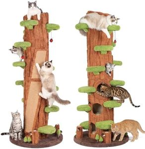 2-Pack 90.5" Tall Cat Tree for Indoor Cats, KAMABOKO Multi-Level Tall Cat Tower with Sisal-Covered Scratching Posts, Plush Perches, Hanging Toys & Spring Toys, Large Kitty Condo with Jumping Platforms