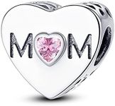 Hapour 925 Sterling Silver Charms Mom Dangle Charm for Charm Bracelet Heart Love Charm Beads for Women Mother Grandmother Mother's Day