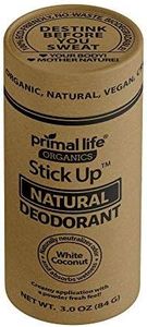 Stick Up Natural Deodorant for Women and Men with Bentonite Clay Powder, Arrowroot, Magnesium, Zinc, 3 oz. Vegan Deodorant for 3-4 Months, White Coconut - Primal Life Organics