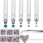 13 Pieces Jewelry Metal Stamping Tools Crystals Setter Kit, 5 Metal Stamping Punches with Tweezer Picking Pen Storage Box 2500 Pieces Colored Rhinestones Crystals for DIY Crafts Jewelry