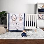 5 Piece Crib Bedding Set, Safari EXPRESSIONS Includes Reversible Milestone Baby Blanket, 2 Standard Fitted Crib Sheets, Security Blanket & Storage Tote