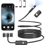 BlueFire USB Endoscope Camera, 3MP HD Dual Lens Industrial Borescope, IP67 Waterproof USB Inspection Camera with 9 Adjustable LED Lights for Android & iOS Smartphones/Tablets(11.5FT)