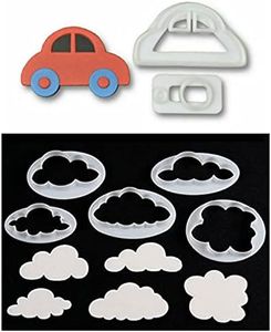 HomeBakers Mart Combo Pack of 2 Piece Set Car Shape Fondant Cutter and 5 Piece Cloud Cutter for Cake