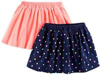 Simple Joys by Carter's Baby Girls' Toddler 2-Pack Knit Scooters (Skirt with Built-in Shorts), Pink. Navy Dot, 5T