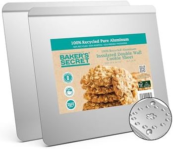 Baker's Secret 2pcs Pure Aluminum Insulated Cookie Sheet Commercial Grade, 100% Recycled Aluminum Cookie Sheet Extra Thick - The Natural Aluminum Collection