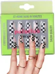 PaintLab Press On Nails - 30 Piece Fake Nails with Glue, Nail File, Prep Pad & Cuticle Stick | Non Toxic & Cruelty Free | Long Lasting & Complete Glue On Nails for Women & Girls (Checkmate Almond)