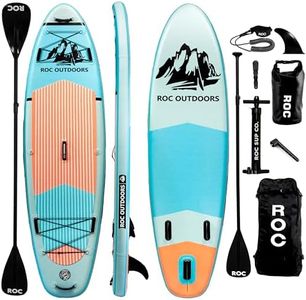 RoC Inflatable Stand Up Paddle Boards with Kayak Seat and Premium SUP Paddle Board Accessories, Wide Stable Design, Non-Slip Comfort Deck for Youth & Adults (Cloud)