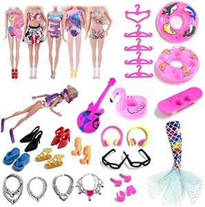 42 Piezas Vestidos Accesorios de muñeca muñecas, Trajes de baño de muñecas, Incluyendo Auriculares, Gafas, Perchas y Otros Accesorios muñecas, Juguetes niños, Adecuado muñecas de 11,5 Pulgadas.