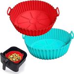 VKR® Air Fryer Silicone Round Shape Liners Basket Reusable Baking Tray Cooking Parchment Liner Paper Bowl Oven Accessories Ideal for Home (Top 6.5in / Bottom 5.5in) (Pack of 2)