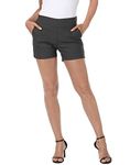 HDE Chino Shorts for Women 4" Inseam Elastic High Waisted Casual Summer Shorts, Charcoal, Medium