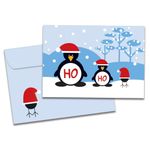 Tree-Free Greetings Christmas Cards and Envelopes, Set of 10, 5 X 7-Inch, Ho Penguins (HB93340)