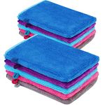 PHOGARY 10 PCS Microfiber Body Wash Mitts, Flannel Soft Face Mitten, Bath Spa Cloth, Reusable Makeup Remover Mitt Gloves, European Style Wash Cloth,6×8inch, 5 Colors