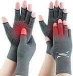 Tianhengyi 2 Pairs Arthritis Gloves for Pain Relief, Compression Gloves for Arthritis, Carpal Tunnel, Osteoarthritis, Joint, Typing, Driving, Fingerless Hand Gloves for Women Men (Grey1+Grey1, Large)