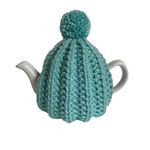 Small Aqua Blue Knitted Tea Cosy, Fits 1-2 Cup (450ml) Teapot