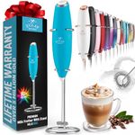 Zulay Classic Coffee Frother Electric - Battery Operated Coffee Blender Handheld - Easy to Use Coffee Whisk Frother - Portable Mini Mixer for Drinks, Coffee, Matcha, Latte (Matte Sky Blue)