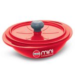 Hawkins Aluminium 0.75 liter Mini Casserole with Lid, Round Series Die-Cast Pan for Cooking, Reheating, Serving and Storing, Red (Mcrr75)