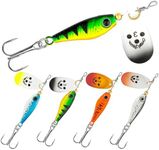 Bombrooster 4Pcs Spinner Bait with Treble Hooks – Iron Plate Lifelike Fish Shape Spoon with Wide Blades for Bass Trout 2/5oz 1/2oz