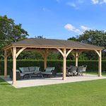 Yardistry 12' x 24' Meridian Gazebo with Aluminum Roof, Cedar Wood Frame, and Weather-Resistant Finish