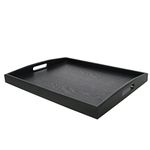 DILLMAN Serving Tray Large Black Wood Rectangle Food Tray Butler Tray Breakfast Tray With Handles (Large)