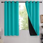 Deconovo 100% Sun Blocking Thermal Curtains, Sound Proof Drapes with Black Backing, Full Light Blocking Panels for Bedroom and Living Room (Teal Blue, 2 Panels, 52 Wide x 63 Long)