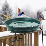 Feemiyo Heated Bird Bath for Outdoors for Winter，75W Deck Mounted Heated Bird Bath with Thermostatically Controlled，Heated Bird Bath for Deck Railing for All Seasons Outdoor Garden(Green)