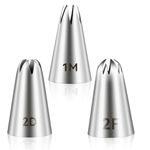 3pcs 1M 2D 2F Cake Piping Tips, Cake Decorating Supplies Piping Tips, Piping Nozzles Decorating Tips, Baking Tools for Buttercream, Icing, Birthday Cake, Cupcake, DIY Art