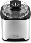 H.Koenig SRB80 Ice Cream Maker, Capacity 2 L, 12 W, Stainless Steel, 30 to 40 min Preparation, 30 RPM, Automatic Shut-Off, Transparent Lid, Removable Container, Silver