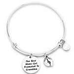 New Grandma Gifts Grandma to be Bracelet The Best Moms Get Promoted to Grandma Bangle Bracelet for New Grandmas Baby Footprint Charm