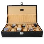 HIEM Watch Box Storage Case for Unisex in 12 Slots of Watches in Black color PU Leather