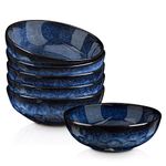 vicrays Rice Dessert Cereal Bowls 6 Piece Stoneware Vintage Look Ceramic Starry Blue Large Serving Bowl, Soup/Mixing/Fruit/Noodle/Ramen China Bowl, Capacity of 940 ml. (18x18x6.3 cm)