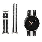 Kedoo for Google Pixel Watch Band Genuine Leather Band, Durable Breathable Replacement Strap for Google Pixel Watch Women Man, Black White Black.