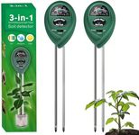 Maxsolve 2 Pack Soil Tester, 3-in-1 Plant Moisture Meter Light and PH Tester for Home, Garden, Lawn, Farm, Indoor and Outdoor Use, Promote Plants Healthy Growth, No Battery Required