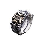 KONFEN Adjustable Rings for Men Women, Silver Cross Ring, Vintage Hip Pop Chunky Fidget Ring Toe Rings Thumb Ring Open Ring Single Ring Gift for Boys Jewellery Gifts