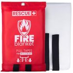 Rescue+ Emergency Fire Blanket for Home, Kitchen, Workplace & Travel, 40” x 40” Fiberglass Flame Retardant Safety Blanket, Fire Suppression for House, Camping, Car Emergencies - 1 Pack