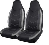 PIC AUTO High Back Car Seat Covers - Sports Carbon Fibre Mesh Design, Universal Fit, Airbag Compatible (Gray)