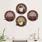 Rellon Industries Wall Mounted Shelf for Living Room Stylish MDF Floating Shelf, Freestanding for Living Room, Bedroom, Kitchen - Easy Assembly, Set of 4((Round Shelf)