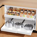 Pull out Cabinet Organizer 21" Deep Heavy Duty Expandable(12.6"-19.7") Slide out Drawers for Kitchen Cabinets with Adhesive 1 Pack Adjustable Roll out Shelf Storage Organization for Pantry Bathroom