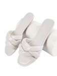 Cross Flats Sandal for women and girls | Women Ethnic Flats Footwear for Women | Fancy & Stylish Slippers | For Party and Formal Wear (White, UK Footwear Size System, Adult, Women, Numeric, Medium, 4)