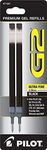 Pilot, G2 Gel Ink Refills, Ultra Fine Point 0.38 mm, Black, Pack of 2