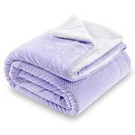 SOCHOW Waffle Sherpa Fleece Throw Blanket, Super Soft Fuzzy Warm, Lightweight Fluffy Reversible Plush Blanket for Bed Sofa Couch, 127cm×150cm Lilac